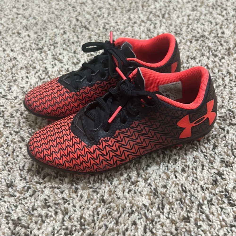 Under Armour Kids Coral Red and Black Athletic Shoes